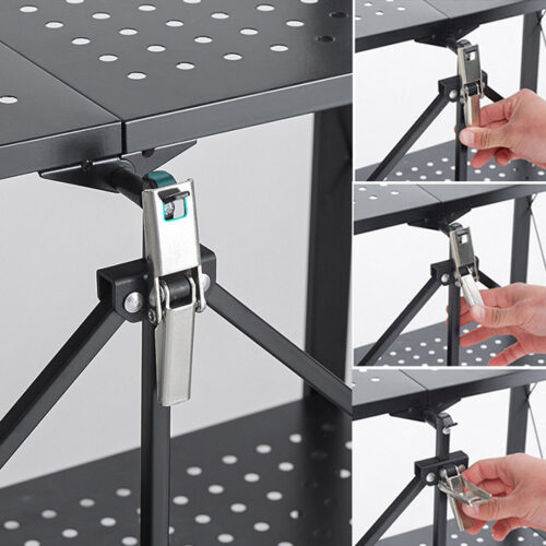 2x 4 Tier Steel Black Folding Kitchen Cart Multi-Functional Shelves Portable Storage Organizer with Wheels - Image 6