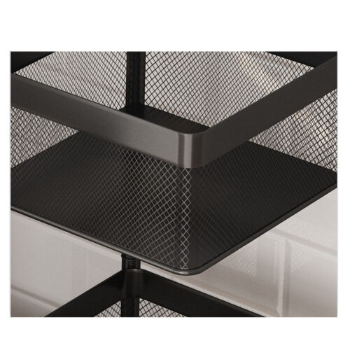 2x 5 Tier Steel Square Rotating Kitchen Cart Multi-Functional Shelves Portable Storage Organizer with Wheels - Image 9