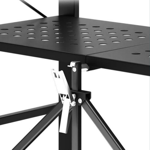 2x 5 Tier Steel Black Folding Display Stand Multi-Functional Shelves Portable Storage Organizer with Wheels - Image 8