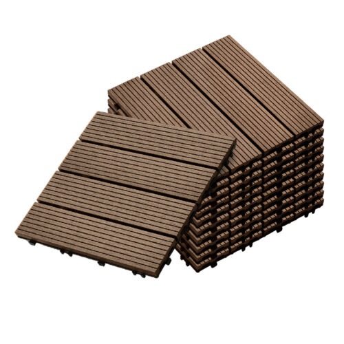 11 pcs Dark Chocolate DIY Wooden Composite Decking Tiles Garden Outdoor Backyard Flooring Decor