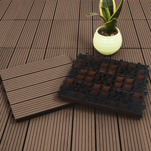 11 pcs Dark Chocolate DIY Wooden Composite Decking Tiles Garden Outdoor Backyard Flooring Decor - Image 5