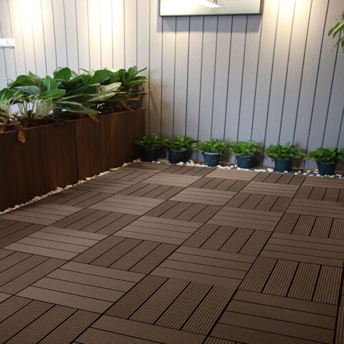 11 pcs Dark Chocolate DIY Wooden Composite Decking Tiles Garden Outdoor Backyard Flooring Decor - Image 10