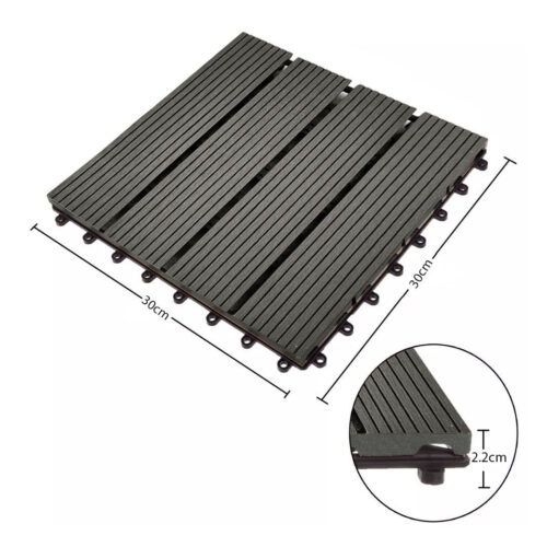 11 pcs Grey DIY Wooden Composite Decking Tiles Garden Outdoor Backyard Flooring Decor - Image 7