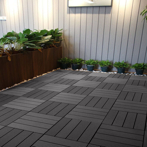 11 pcs Grey DIY Wooden Composite Decking Tiles Garden Outdoor Backyard Flooring Decor - Image 10