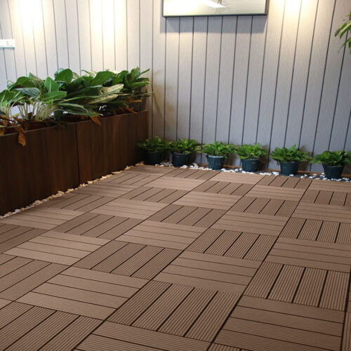 11 pcs Light Chocolate DIY Wooden Composite Decking Tiles Garden Outdoor Backyard Flooring Decor - Image 10