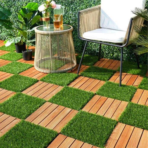 11 pcs Coffee DIY Wooden Composite Decking Tiles Garden Outdoor Backyard Flooring Decor - Image 2