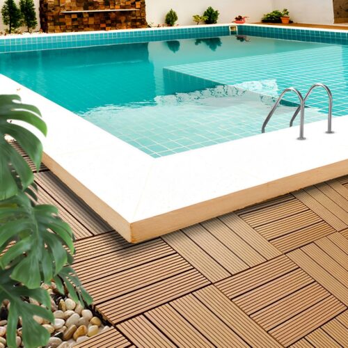 11 pcs Coffee DIY Wooden Composite Decking Tiles Garden Outdoor Backyard Flooring Decor - Image 4