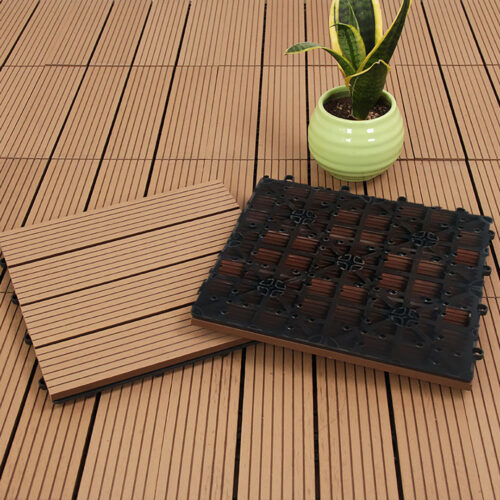 11 pcs Coffee DIY Wooden Composite Decking Tiles Garden Outdoor Backyard Flooring Decor - Image 5