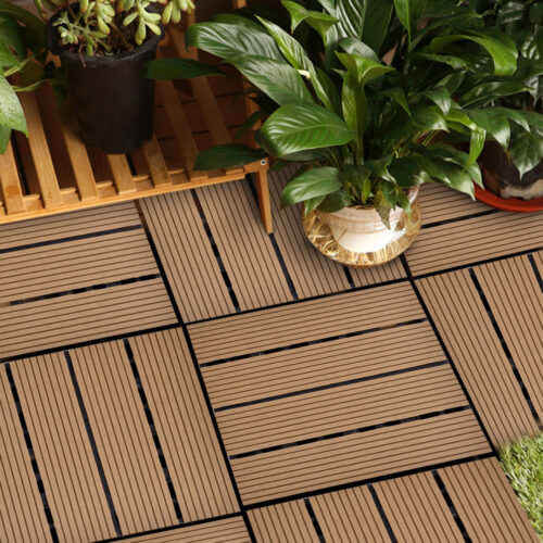 11 pcs Coffee DIY Wooden Composite Decking Tiles Garden Outdoor Backyard Flooring Decor - Image 6