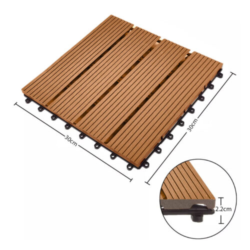 11 pcs Coffee DIY Wooden Composite Decking Tiles Garden Outdoor Backyard Flooring Decor - Image 7