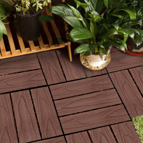 11 pcs Dark Chocolate DIY Wooden Composite Decking Tiles Garden Outdoor Backyard Flooring Decor - Image 5