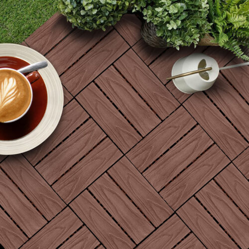 11 pcs Dark Chocolate DIY Wooden Composite Decking Tiles Garden Outdoor Backyard Flooring Decor - Image 8