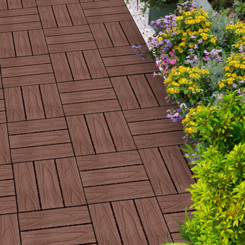 11 pcs Dark Chocolate DIY Wooden Composite Decking Tiles Garden Outdoor Backyard Flooring Decor - Image 10