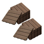 2x 11 pcs Dark Chocolate DIY Wooden Composite Decking Tiles Garden Outdoor Backyard Flooring Decor