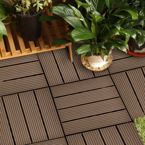 2x 11 pcs Dark Chocolate DIY Wooden Composite Decking Tiles Garden Outdoor Backyard Flooring Decor - Image 6