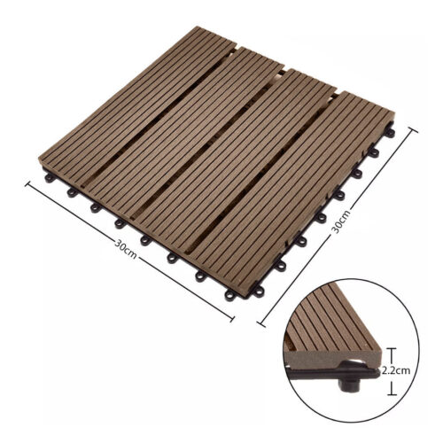 2x 11 pcs Dark Chocolate DIY Wooden Composite Decking Tiles Garden Outdoor Backyard Flooring Decor - Image 7
