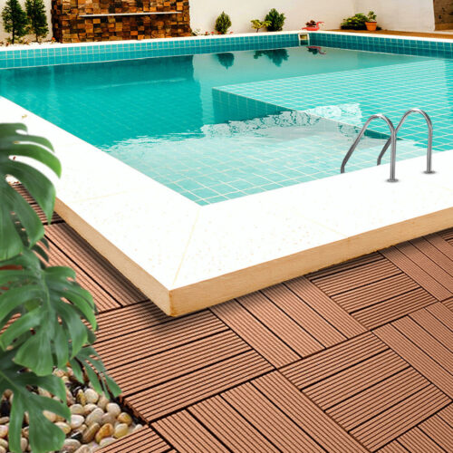 2x 11 pcs Red Brown DIY Wooden Composite Decking Tiles Garden Outdoor Backyard Flooring Decor - Image 4