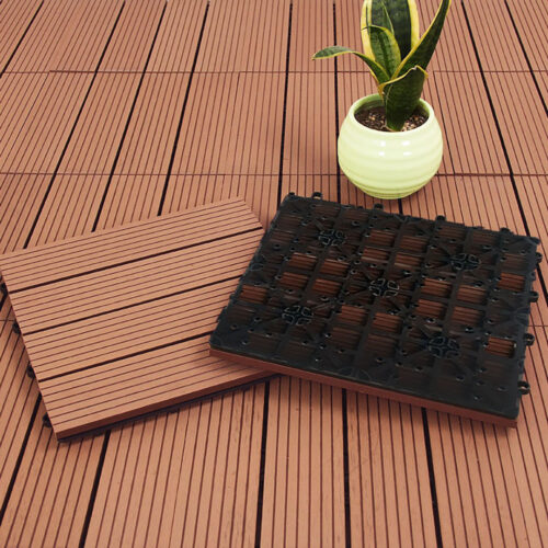2x 11 pcs Red Brown DIY Wooden Composite Decking Tiles Garden Outdoor Backyard Flooring Decor - Image 5