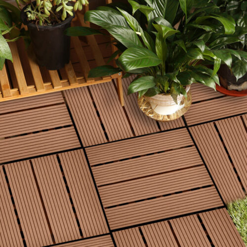 2x 11 pcs Red Brown DIY Wooden Composite Decking Tiles Garden Outdoor Backyard Flooring Decor - Image 6