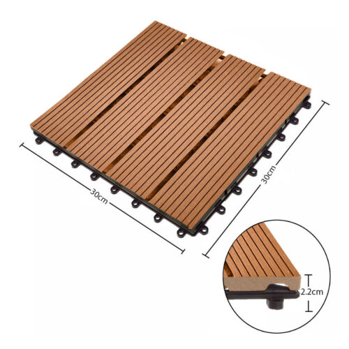 2x 11 pcs Red Brown DIY Wooden Composite Decking Tiles Garden Outdoor Backyard Flooring Decor - Image 7
