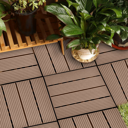 2x 11 pcs Light Chocolate DIY Wooden Composite Decking Tiles Garden Outdoor Backyard Flooring Decor - Image 6