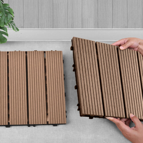 2x 11 pcs Light Chocolate DIY Wooden Composite Decking Tiles Garden Outdoor Backyard Flooring Decor - Image 9
