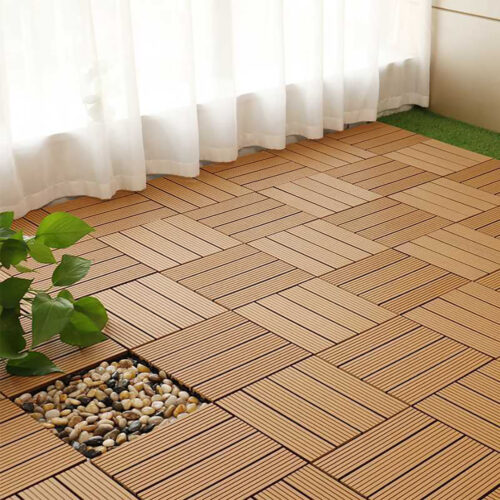 2x 11 pcs Coffee DIY Wooden Composite Decking Tiles Garden Outdoor Backyard Flooring Decor - Image 3
