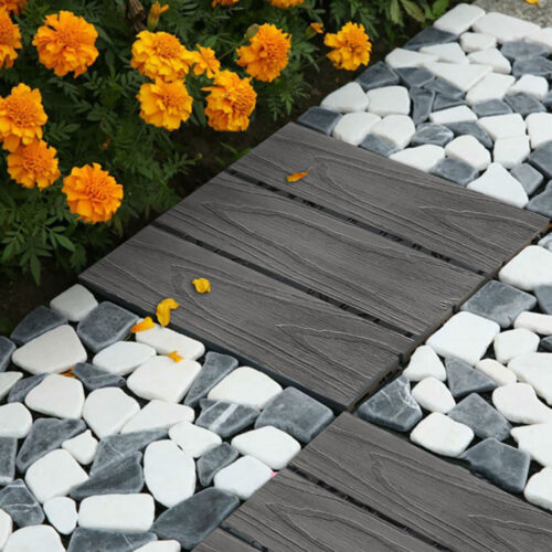 2x 11 pcs Dark Grey DIY Wooden Composite Decking Tiles Garden Outdoor Backyard Flooring Decor - Image 3