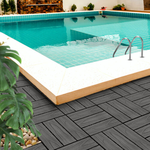 2x 11 pcs Dark Grey DIY Wooden Composite Decking Tiles Garden Outdoor Backyard Flooring Decor - Image 4