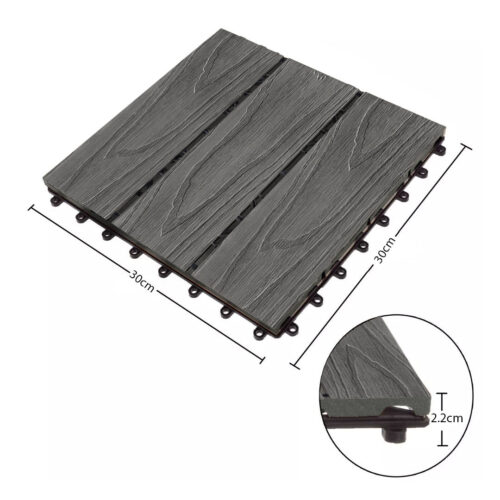 2x 11 pcs Dark Grey DIY Wooden Composite Decking Tiles Garden Outdoor Backyard Flooring Decor - Image 6