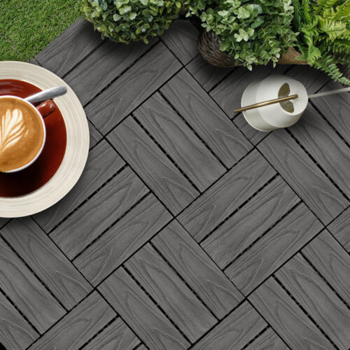 2x 11 pcs Dark Grey DIY Wooden Composite Decking Tiles Garden Outdoor Backyard Flooring Decor - Image 8