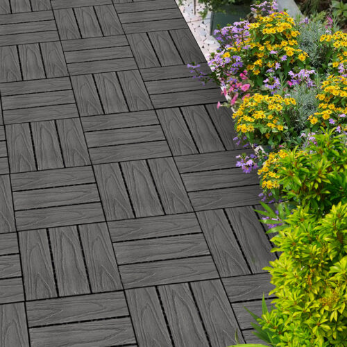 2x 11 pcs Dark Grey DIY Wooden Composite Decking Tiles Garden Outdoor Backyard Flooring Decor - Image 10