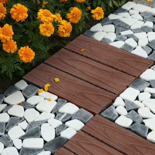 2x 11 pcs Dark Chocolate DIY Wooden Composite Decking Tiles Garden Outdoor Backyard Flooring Decor - Image 3
