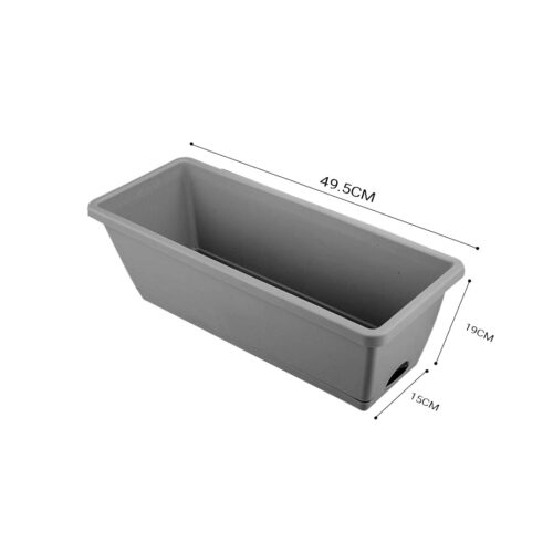 49.5cm Gray Planter Vegetable Herb Flower Outdoor Plastic Box with Holder Balcony Garden Decor Set of 2 - Image 4