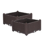 2x 40cm Raised Planter Box Vegetable Herb Flower Outdoor Plastic Plants Garden Bed