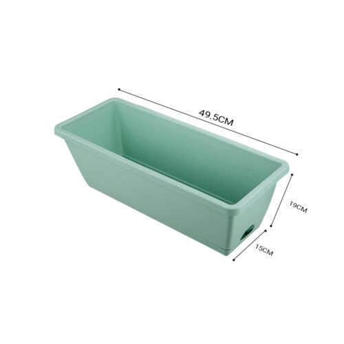 49.5cm Green Planter Vegetable Herb Flower Outdoor Plastic Box with Holder Balcony Garden Decor Set of 3 - Image 4