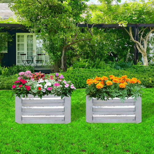 60cm Square Galvanised Raised Garden Bed Vegetable Herb Flower Outdoor Planter Box - Image 4