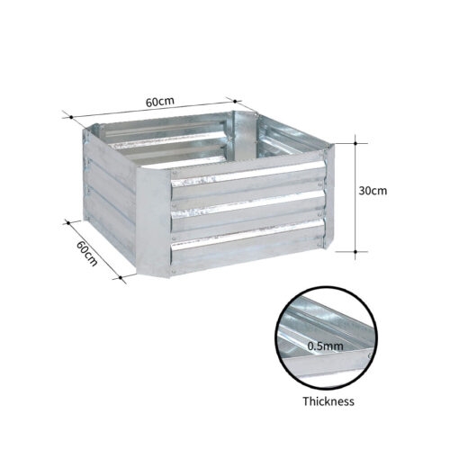 60cm Square Galvanised Raised Garden Bed Vegetable Herb Flower Outdoor Planter Box - Image 8
