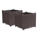 2x 40cm Raised Planter Box Vegetable Herb Flower Outdoor Plastic Plants Garden Bed