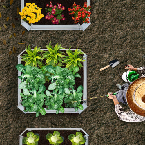 90cm Square Galvanised Raised Garden Bed Vegetable Herb Flower Outdoor Planter Box - Image 9