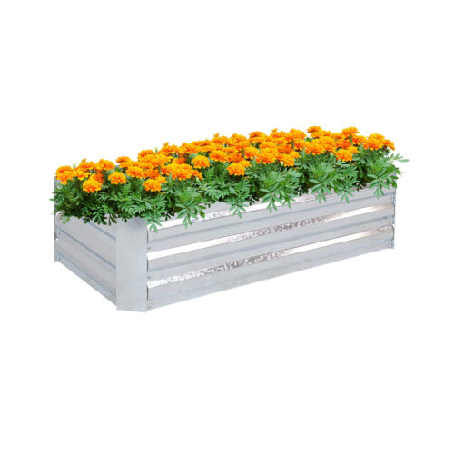 120cm Rectangle Galvanised Raised Garden Bed Vegetable Herb Flower Outdoor Planter Box