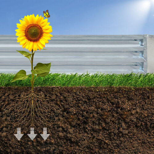 120cm Rectangle Galvanised Raised Garden Bed Vegetable Herb Flower Outdoor Planter Box - Image 5