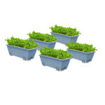 49.5cm Blue Planter Vegetable Herb Flower Outdoor Plastic Box with Holder Balcony Garden Decor Set of 5