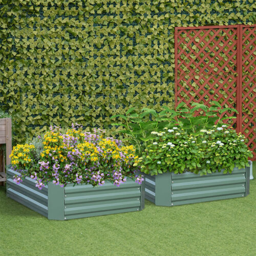 120X60cm Rectangle Galvanised Raised Garden Bed Vegetable Herb Flower Outdoor Planter Box - Image 2