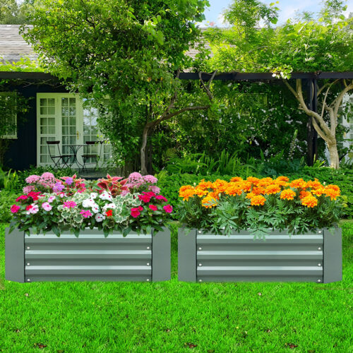 120X60cm Rectangle Galvanised Raised Garden Bed Vegetable Herb Flower Outdoor Planter Box - Image 5