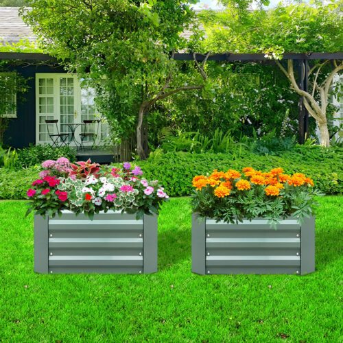 100cm Square Galvanised Raised Garden Bed Vegetable Herb Flower Outdoor Planter Box - Image 4