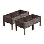 2x 80cm Raised Planter Box Vegetable Herb Flower Outdoor Plastic Plants Garden Bed with Legs