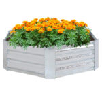60cm Hexagon Shape Galvanised Raised Garden Bed Vegetable Herb Flower Outdoor Planter Box