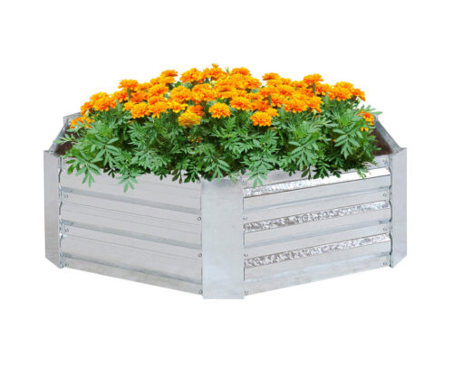 60cm Hexagon Shape Galvanised Raised Garden Bed Vegetable Herb Flower Outdoor Planter Box