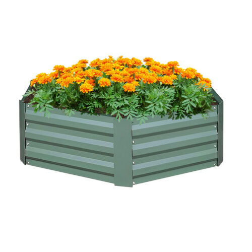60cm Hexagon Shape Galvanised Raised Garden Bed Vegetable Herb Flower Outdoor Planter Box